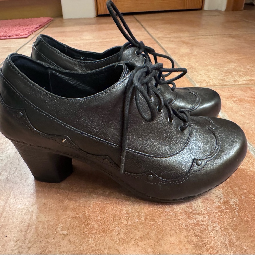 Dansko Black Lace-Up Heeled Shoes